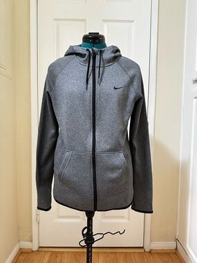 Nike Women’s Sz S Dark Heather Gray Full-Zip Hooded Therma-Fit Fleece Sweatshirt